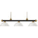Riviera 3 Light 57 inch Bronze and Satin Gold Billiard Ceiling Light in Matte Opal Glass