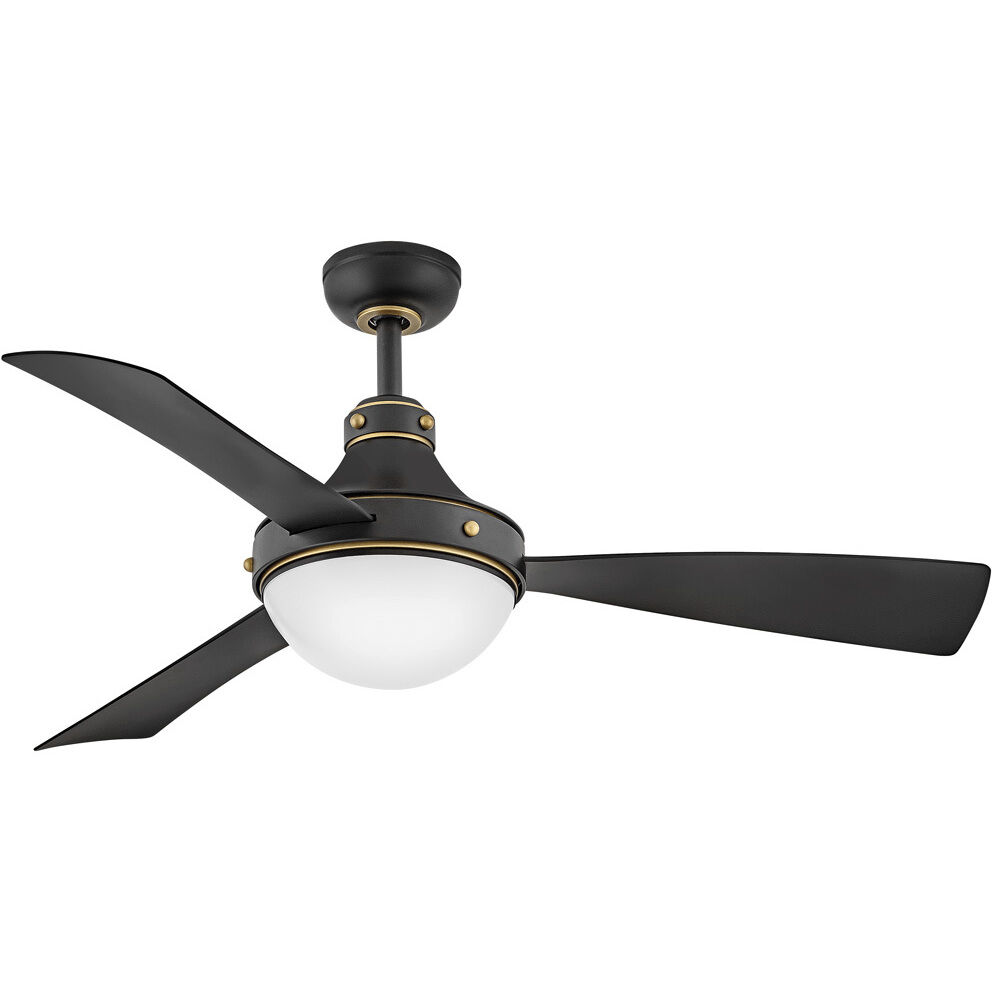 Oliver 50 inch Matte Black with Heritage Brass with Matte Black Blades Fan