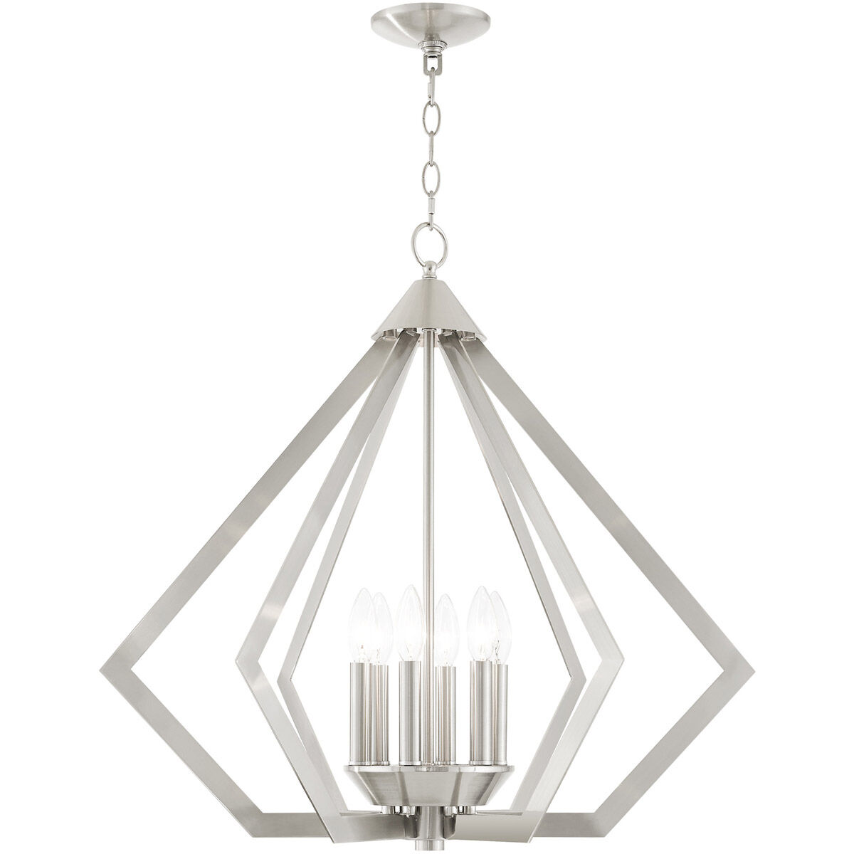 Prism 6 Light 26 inch Brushed Nickel Chandelier Ceiling Light