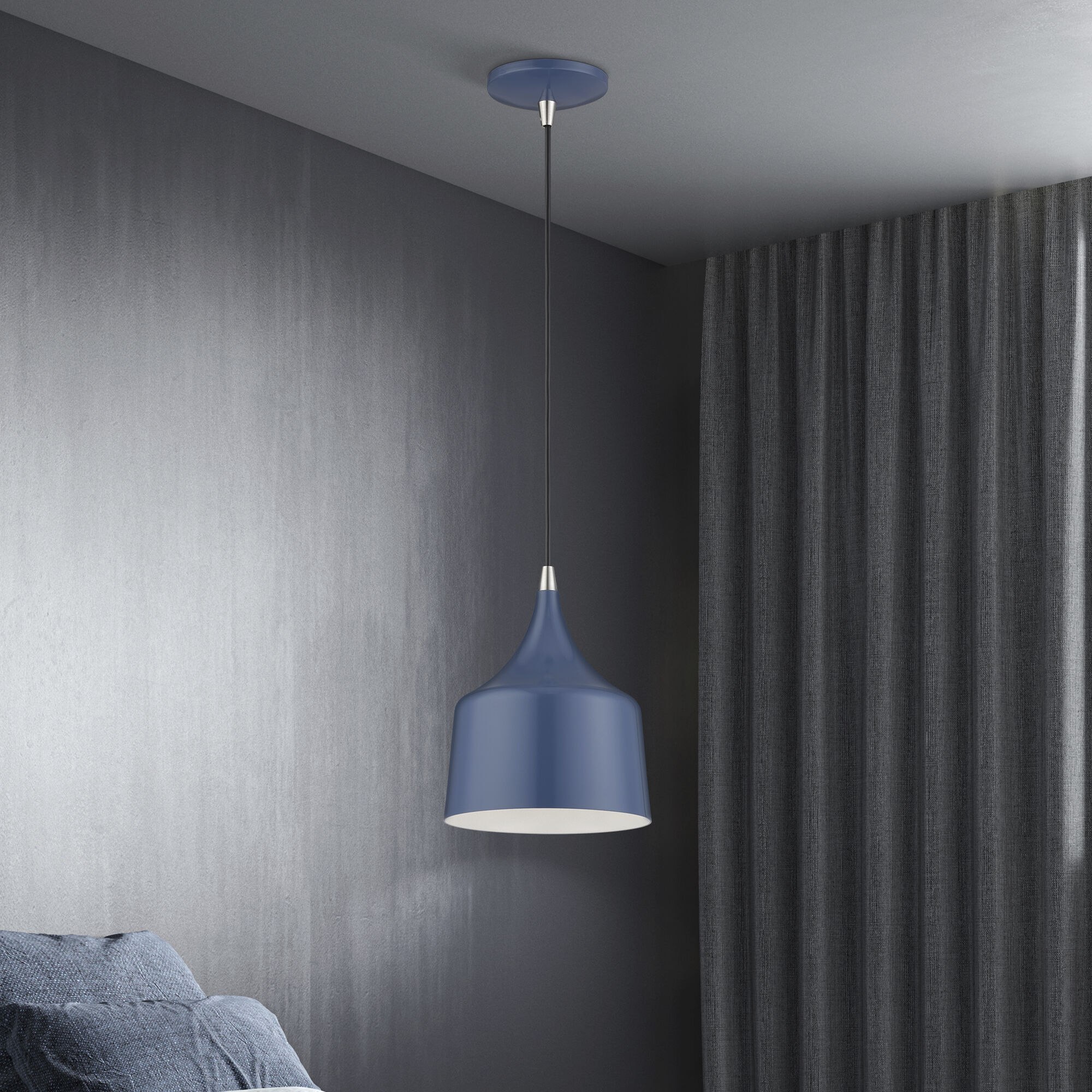 Bolita 8 inch Ocean Blue with Brushed Nickel Accents Pendant Ceiling Light