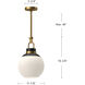 Alora Mood Copperfield Pendant Ceiling Light in Aged Gold, Matte Opal Glass