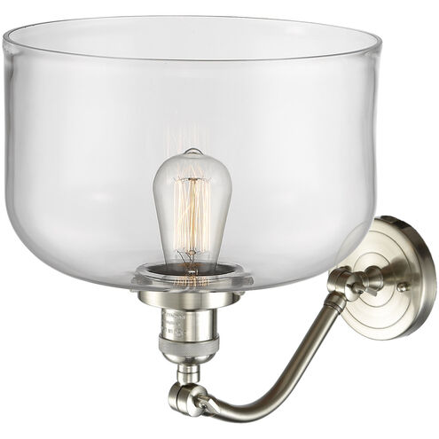 Franklin Restoration X-Large Bell LED 12 inch Brushed Satin Nickel Sconce Wall Light in Clear Glass, Franklin Restoration