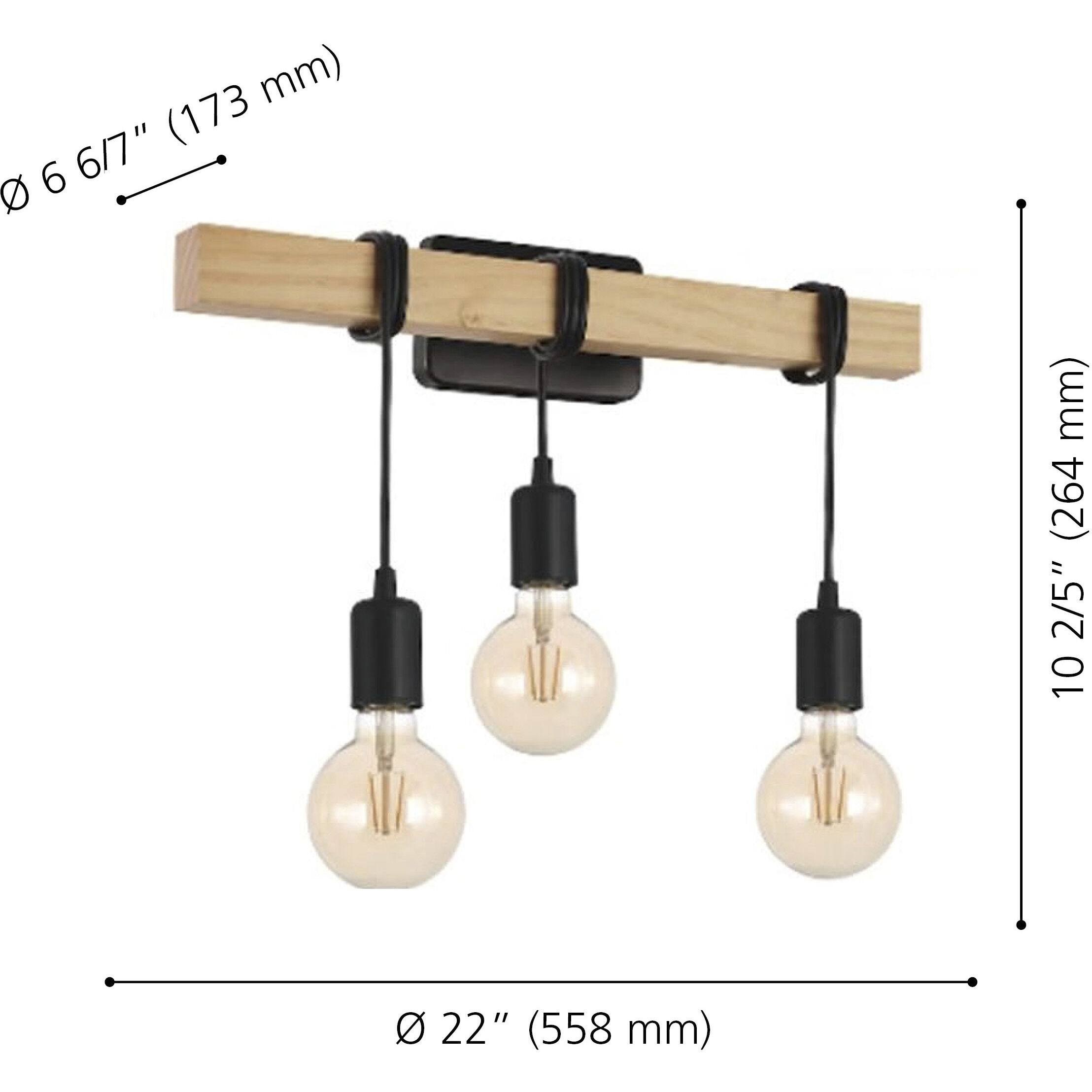 Kingswood 3 Light 21.65 inch Natural Wall Light