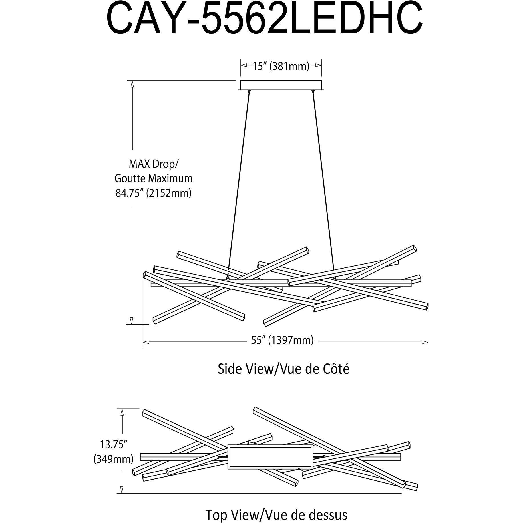 Carly LED 55 inch Aged Brass Chandelier Ceiling Light
