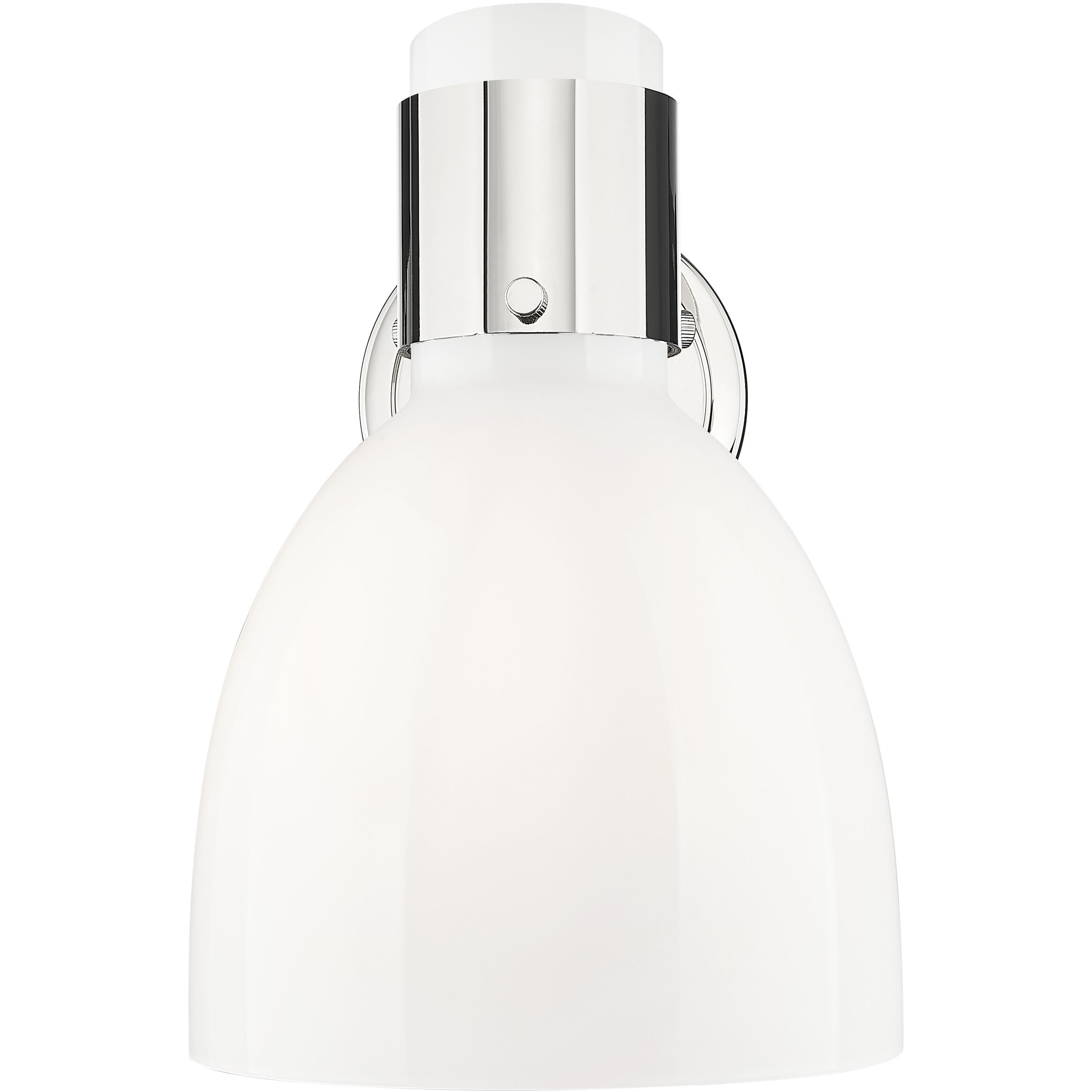 Lawton Bell Sconce Wall Light in Polished Nickel, Gloss White Glass
