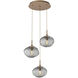 Nova Incandescent 3 Light Novel Brass Chandelier Ceiling Light, Round Multi-Pendant