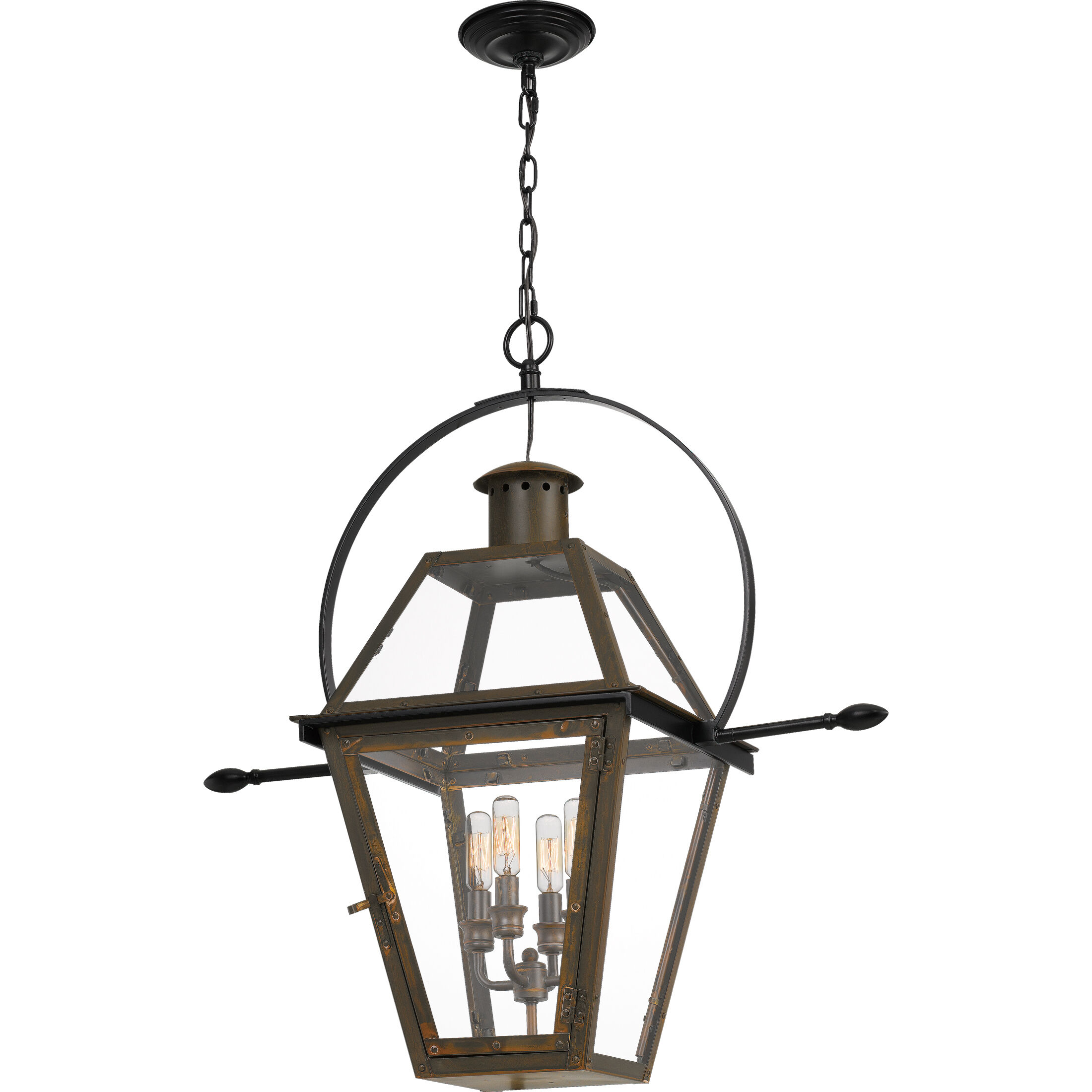 Rue De Royal 4 Light 28 inch Industrial Bronze Pendant Ceiling Light