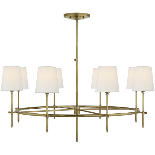 Thomas O'Brien Bryant 8 Light 42 inch Hand-Rubbed Antique Brass Ring Chandelier Ceiling Light in Linen, Large