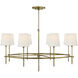 Thomas O'Brien Bryant 8 Light 42 inch Hand-Rubbed Antique Brass Ring Chandelier Ceiling Light in Linen, Large