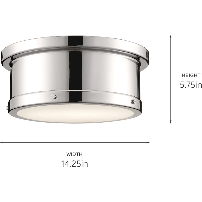 Serca 2 Light 14.25 inch Polished Nickel Flush Mount Ceiling Light