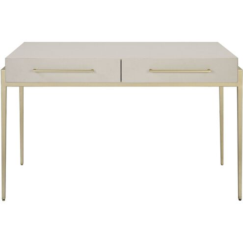 Jewel 48 inch White Faux Shagreen and Gold Leaf Desk