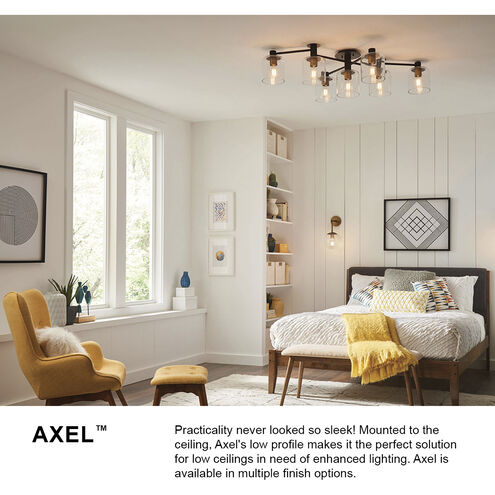 Axel 7 Light 58.75 inch Heritage Brass Indoor Semi-Flush Mount Ceiling Light