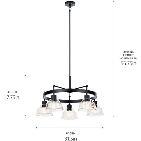 Eastmont 5 Light 31.5 inch Black Chandelier Ceiling Light, Large