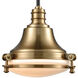 Riley 1 Light 10 inch Satin Brass with White Mini Pendant Ceiling Light