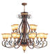 Villa Verona 16 Light 50 inch Verona Bronze with Aged Gold Leaf Accents Chandelier Ceiling Light