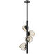 Luna LED Matte Black Multi-Pendant Ceiling Light in 3000K LED, Floret Inner - Amber Outer, Twisted Vine