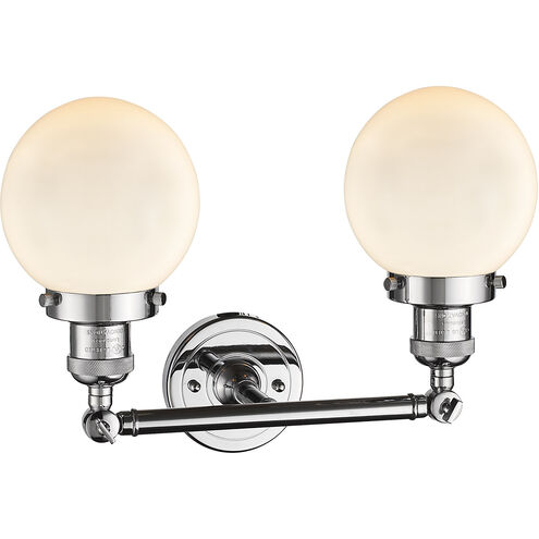 Franklin Restoration Beacon LED 17 inch Polished Chrome Bath Vanity Light Wall Light in Matte White Glass, Franklin Restoration