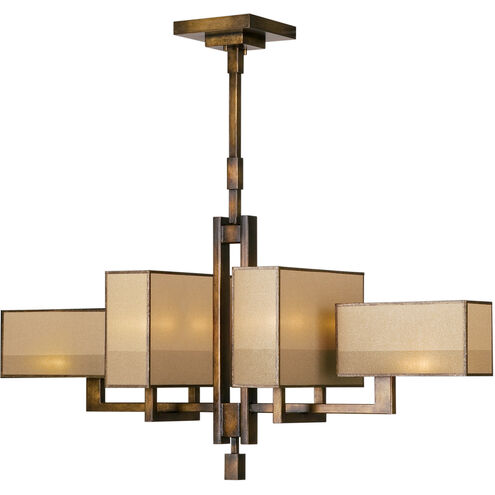 Perspectives 6 Light 42 inch Bronze Chandelier Ceiling Light in Gold Organza