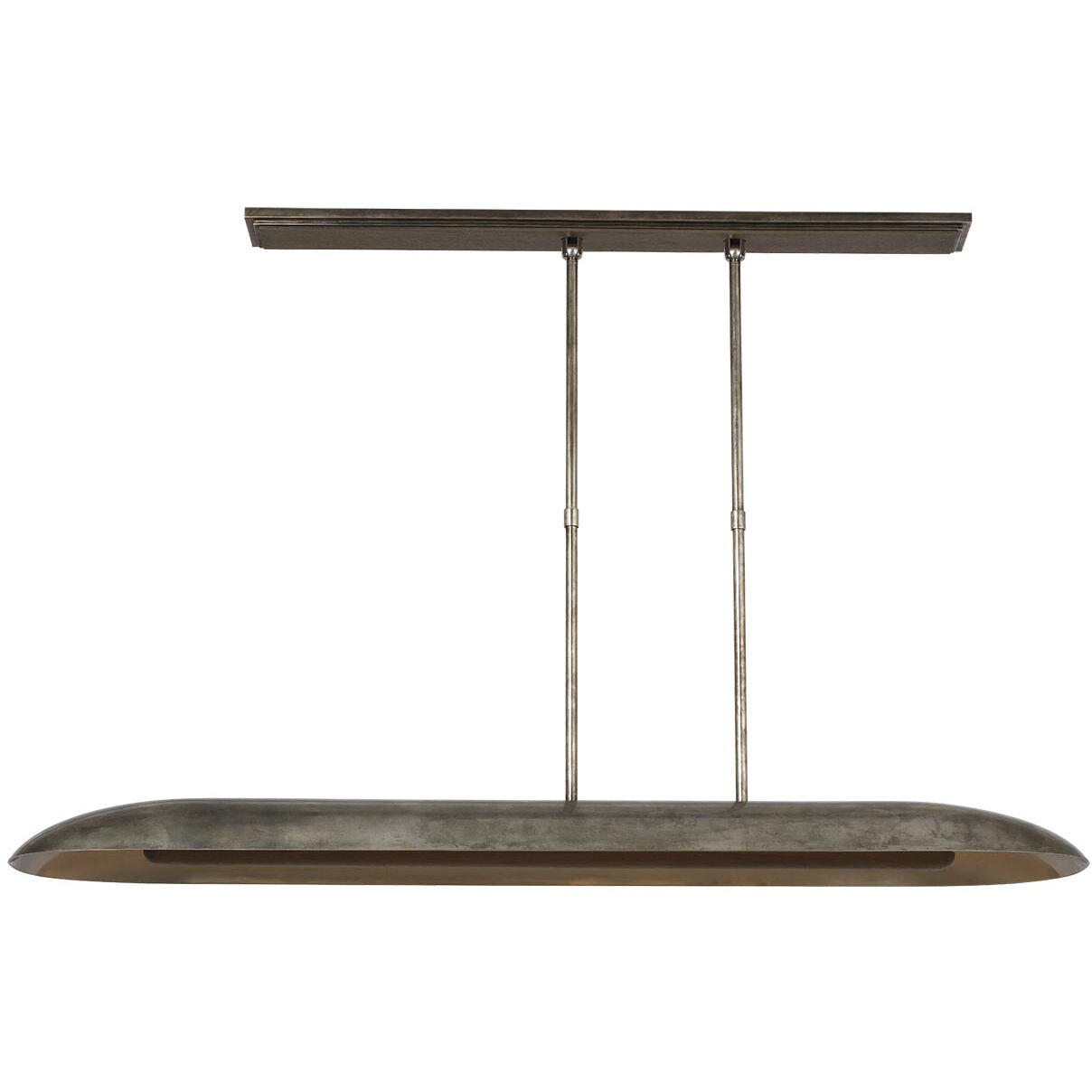 Anne-Marie Barton Remi Linear Pendant Ceiling Light in Mottled Pewter and Warm Walnut