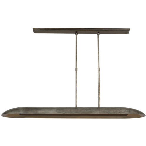 Anne-Marie Barton Remi Linear Pendant Ceiling Light in Mottled Pewter and Warm Walnut