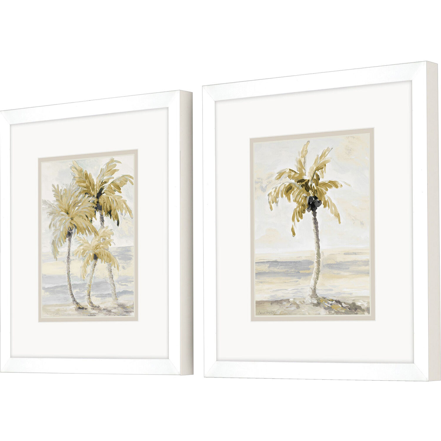 Gold Palm in Paradise Beige and Gray and Neutral Framed Art, Propac