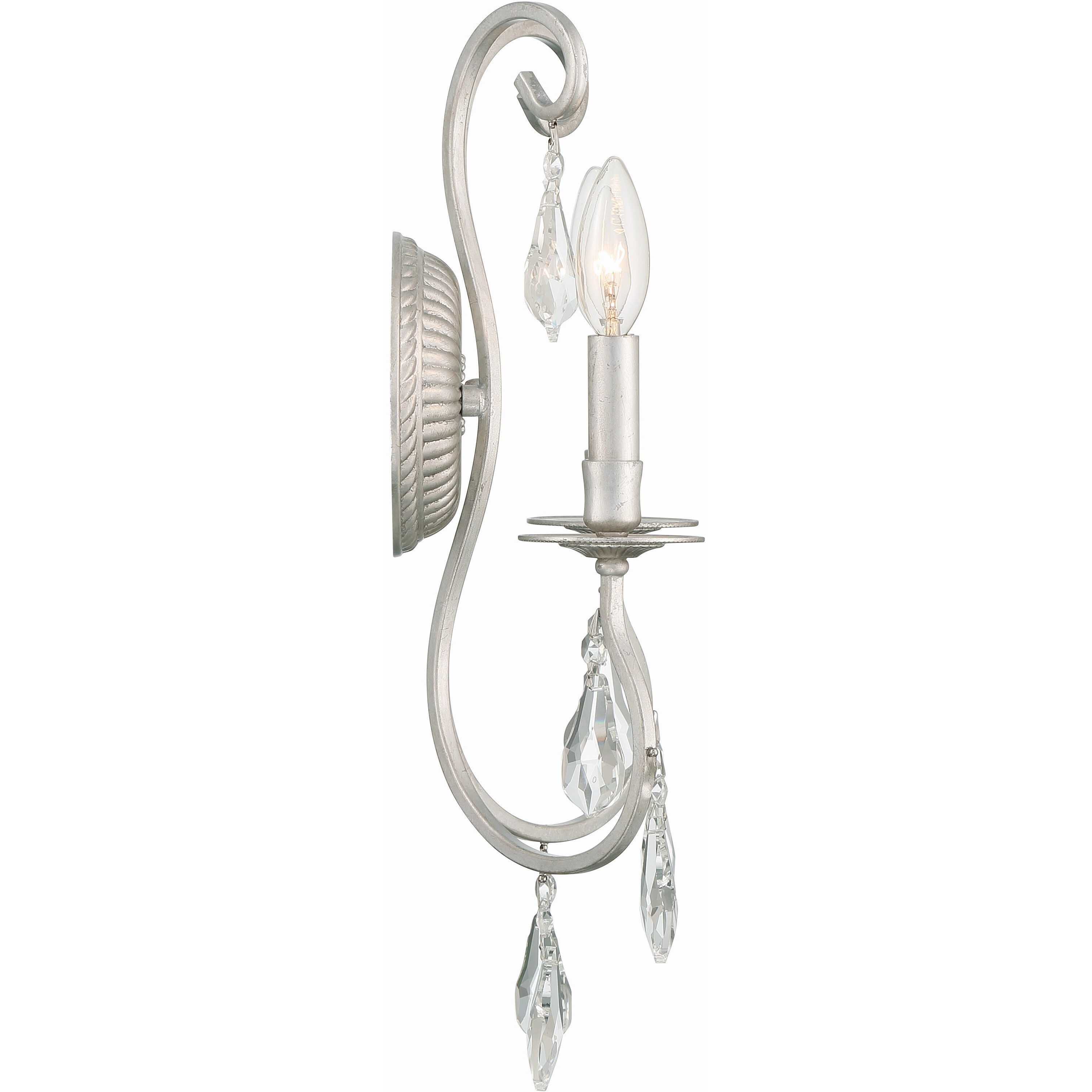 Ashton Bath Wall Light in Clear Hand Cut, Olde Silver