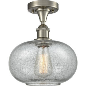 Ballston Gorham 1 Light 10 inch Brushed Satin Nickel Flush Mount Ceiling Light in Charcoal Glass, Ballston