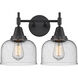 Caden LED 17 inch Matte Black Bath Vanity Light Wall Light in Seedy Glass
