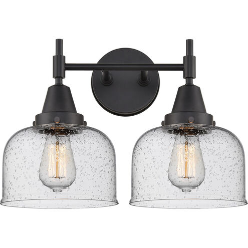 Caden LED 17 inch Matte Black Bath Vanity Light Wall Light in Seedy Glass