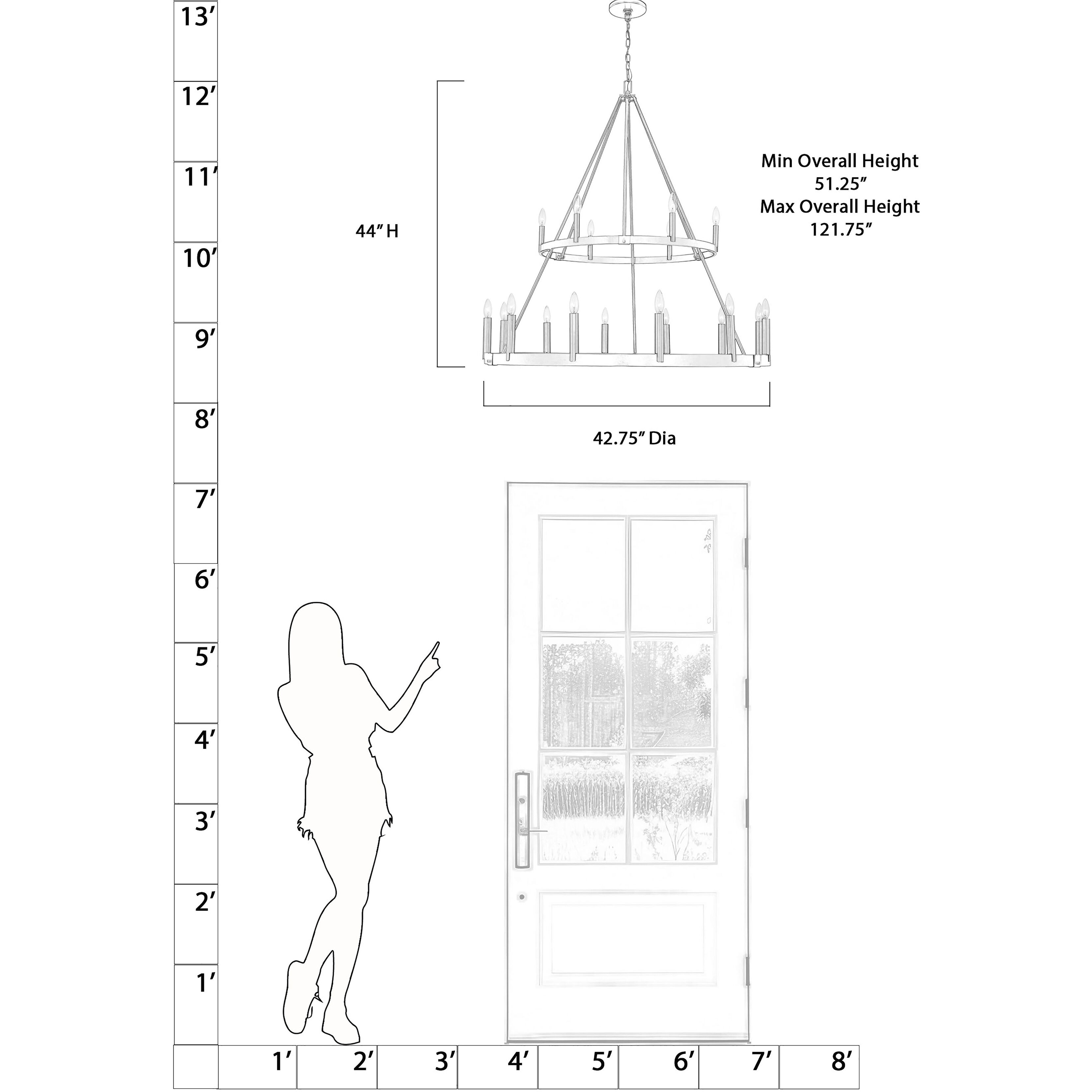 Dutton 18 Light 42.75 inch Coal Chandelier Ceiling Light