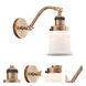 Franklin Restoration Small Canton 1 Light 7 inch Brushed Brass Sconce Wall Light in Matte White Glass, Franklin Restoration