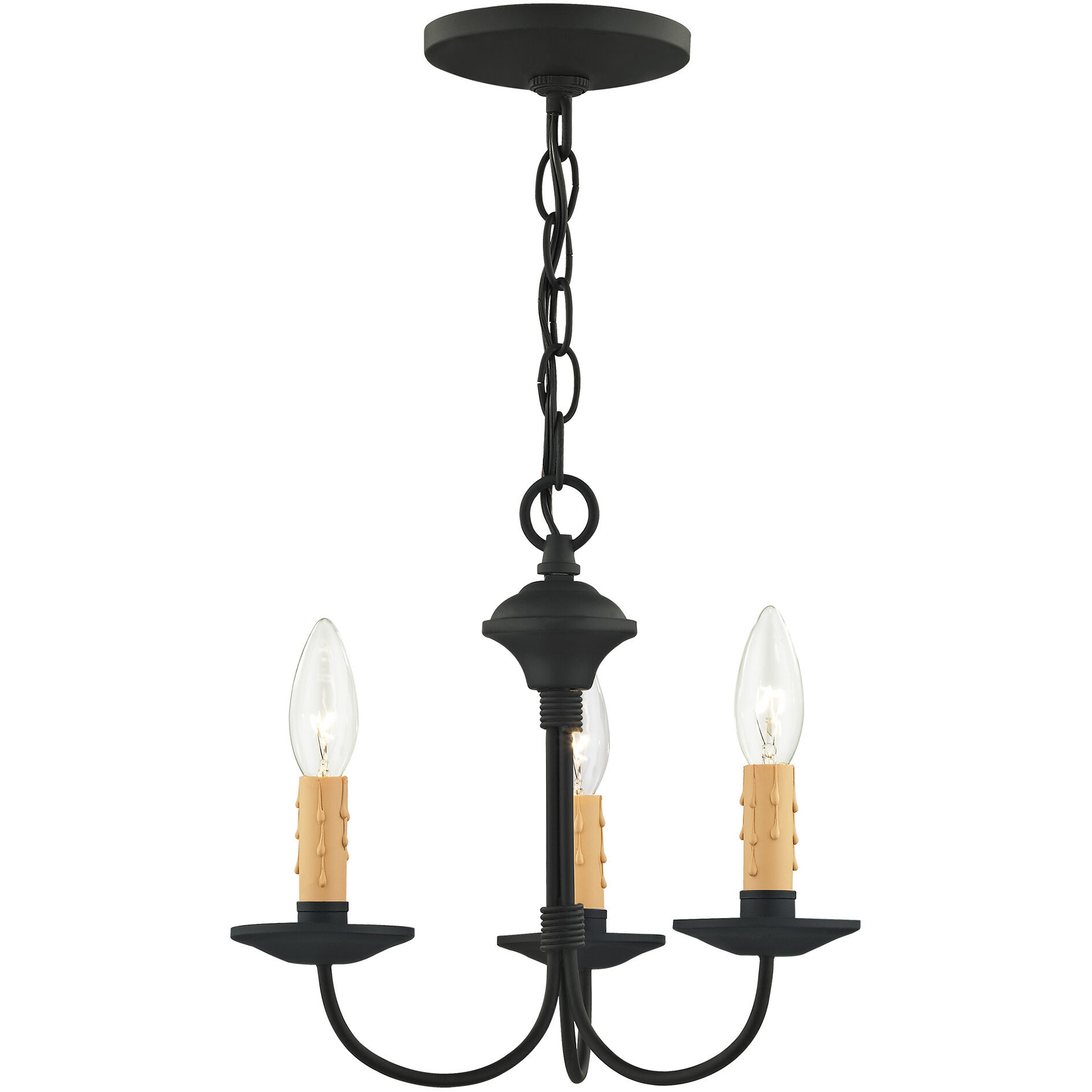 Heritage 3 Light 13 inch Black Mini Chandelier Ceiling Light