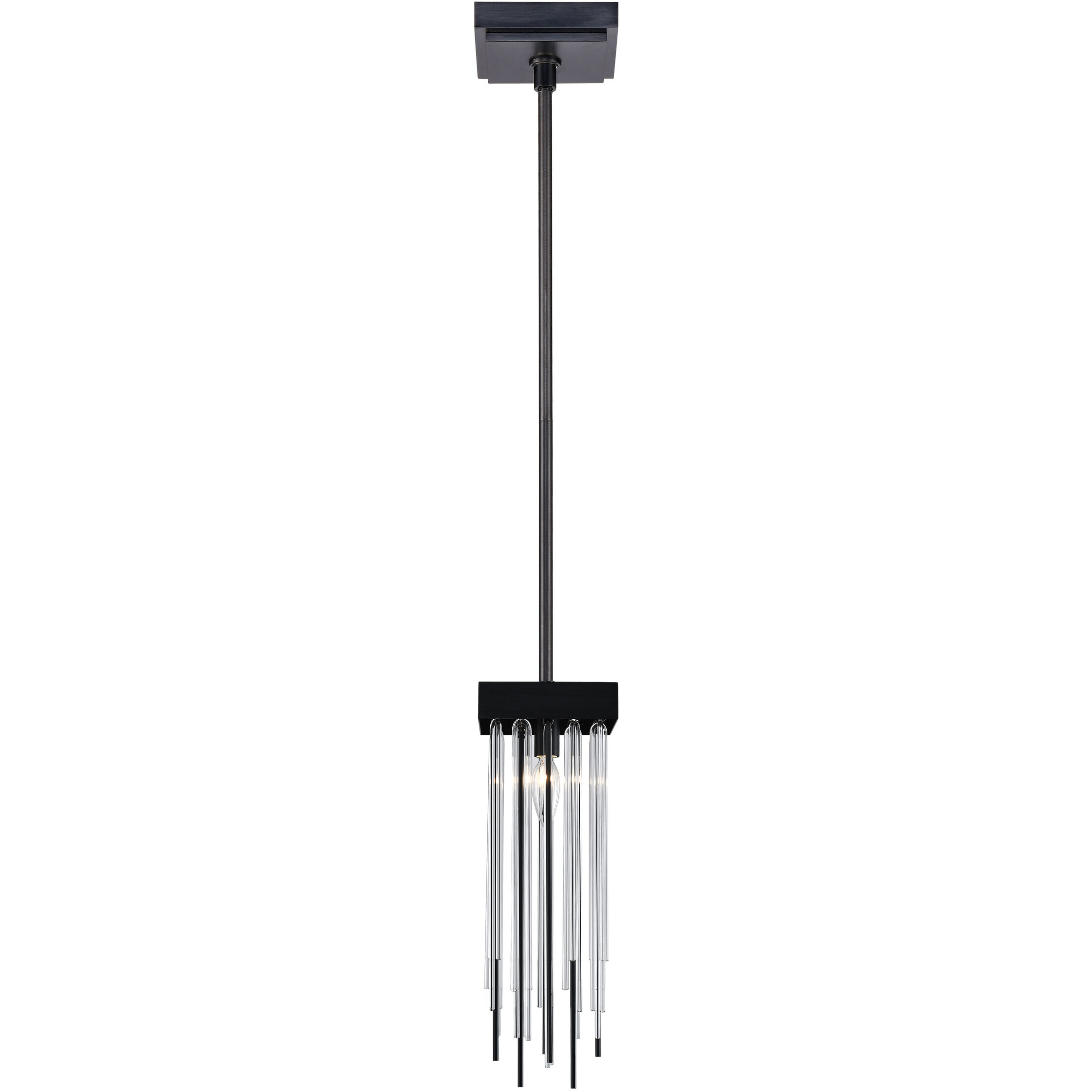 Waterfall 1 Light 5.88 inch Satin Brushed Black Mini Pendant Ceiling Light