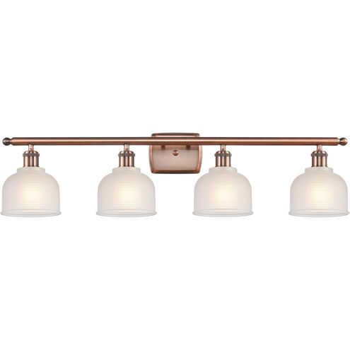 Ballston Dayton 4 Light 36 inch Antique Copper Bath Vanity Light Wall Light in White Glass, Ballston