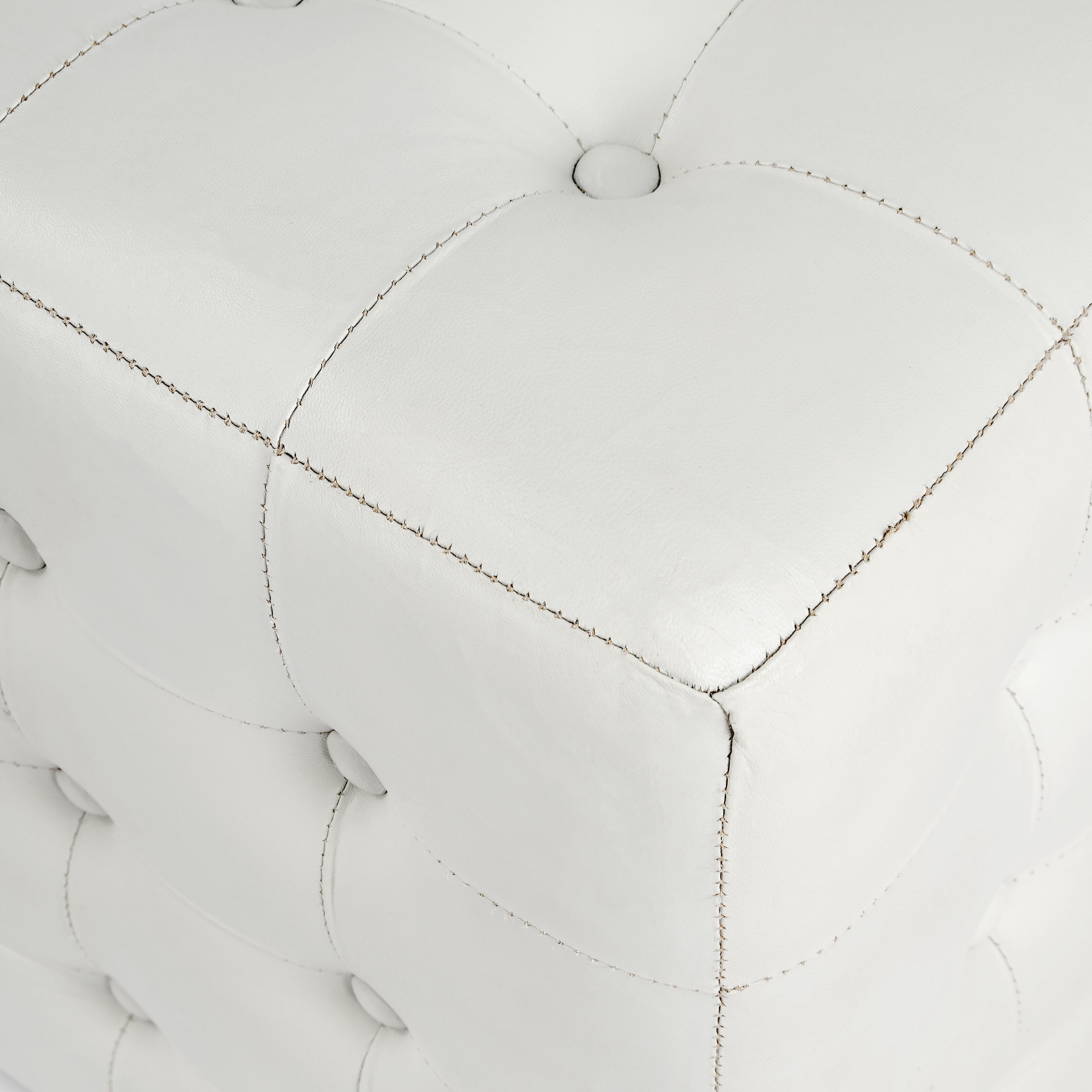 Leon Leather Cube Ottoman in White