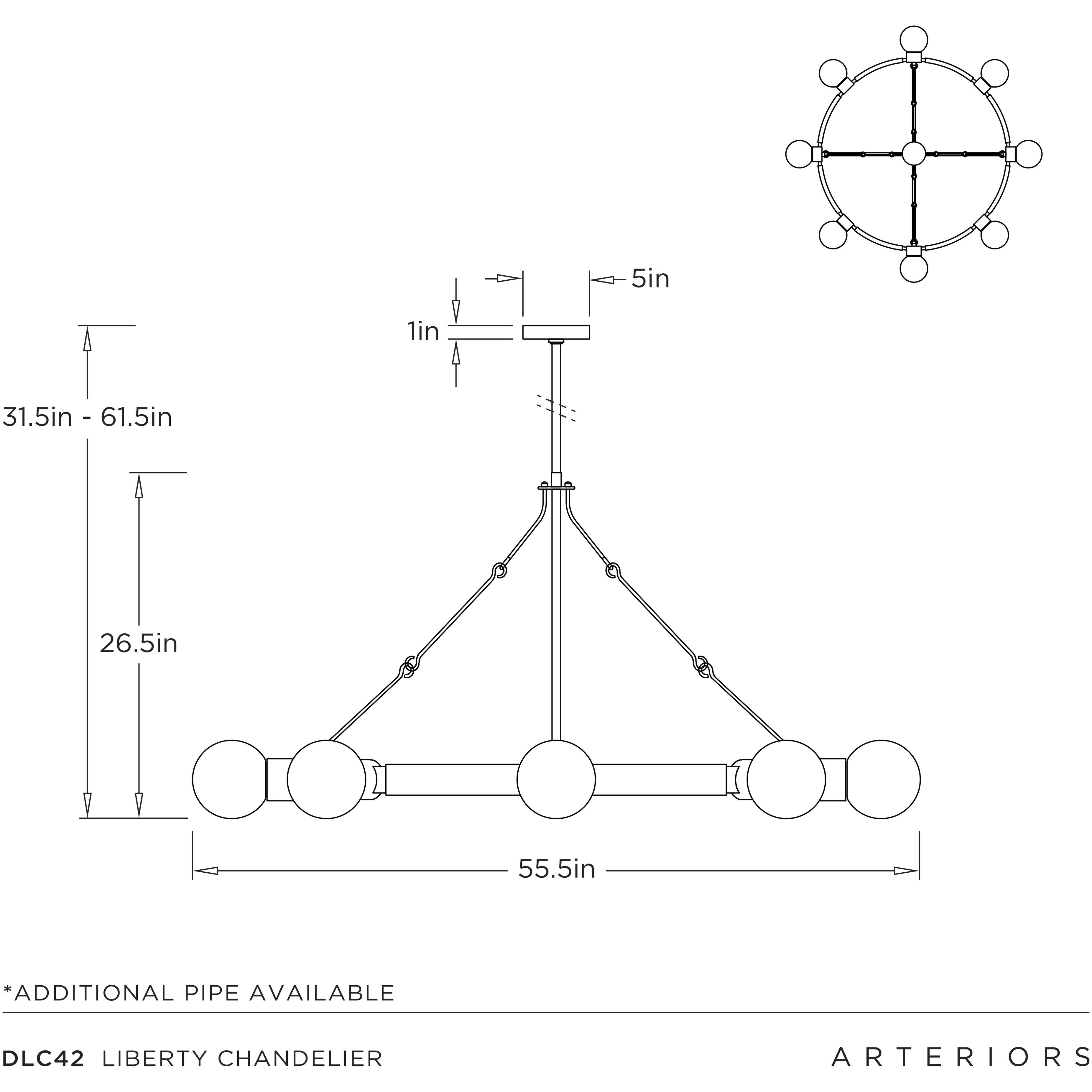 Liberty 8 Light 55.5 inch Ivory with Antique Brass Chandelier Ceiling Light