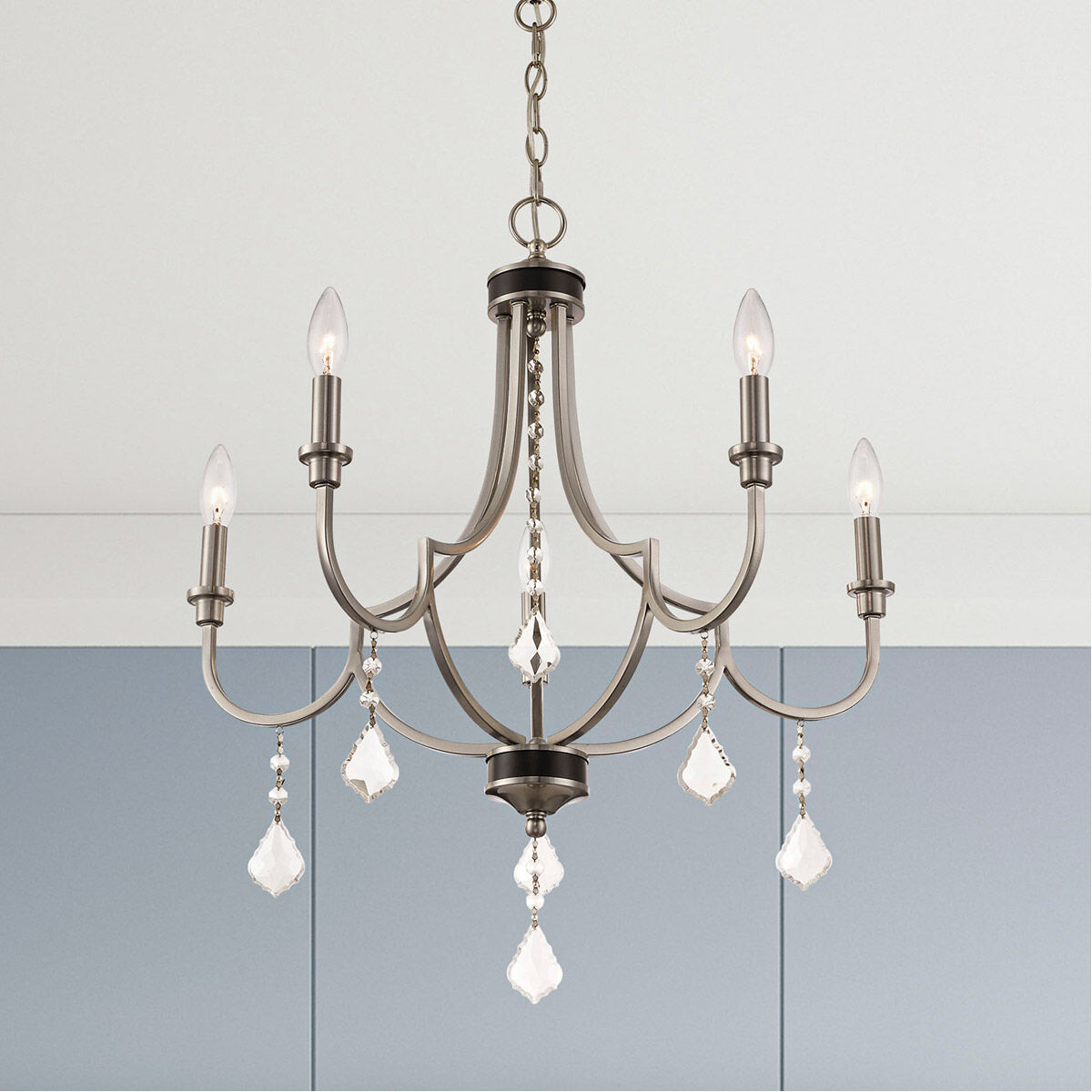 Glendale 5 Light 25 inch Brushed Nickel Chandelier Ceiling Light