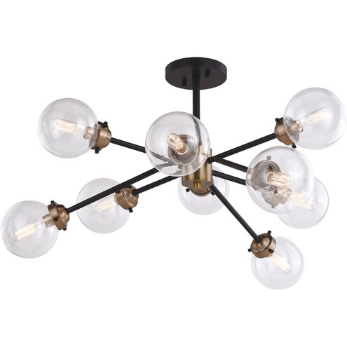 Orbit 9 Light 32 inch Muted Brass and Oil Rubbed Bronze Semi-Flush Mount Ceiling Light