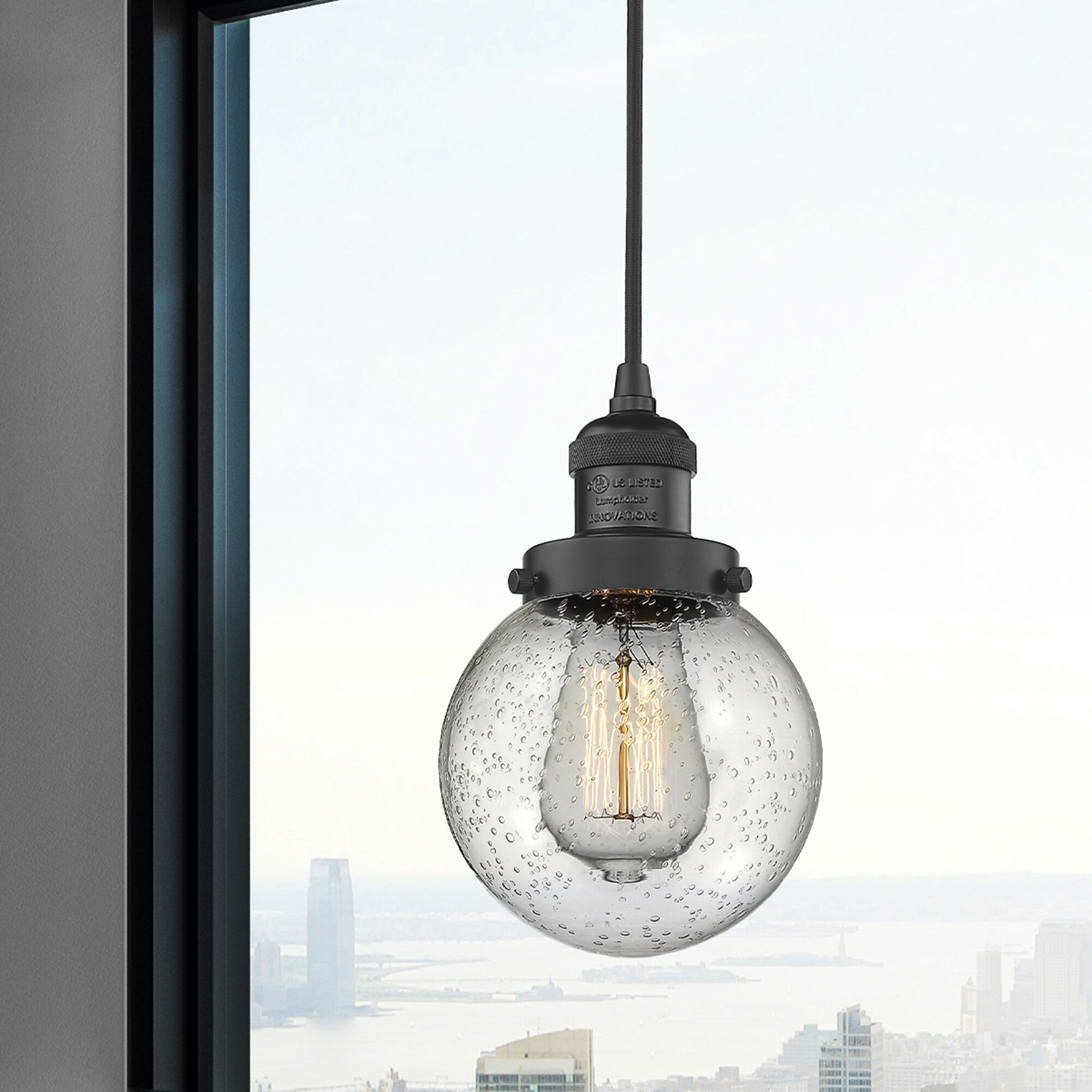 Franklin Restoration Beacon LED 6 inch Matte Black Mini Pendant Ceiling Light in Seedy, Franklin Restoration