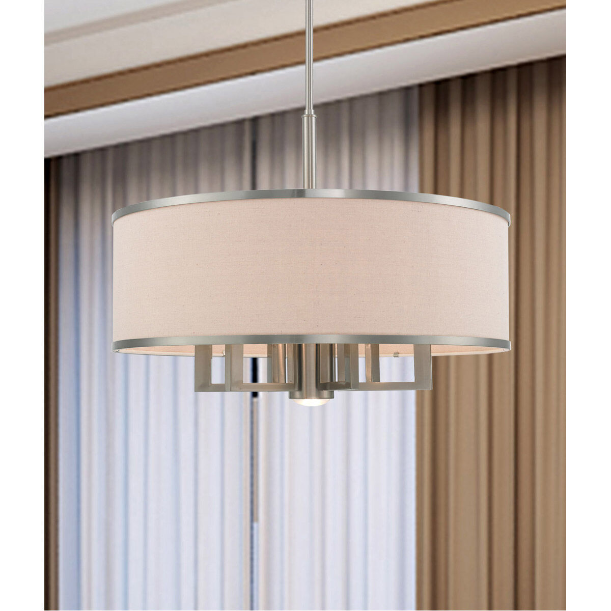 Park Ridge 7 Light 24 inch Brushed Nickel Pendant Chandelier Ceiling Light