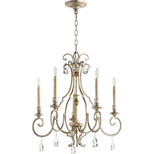 Ansley 5 Light 24 inch Aged Silver Leaf Chandelier Ceiling Light