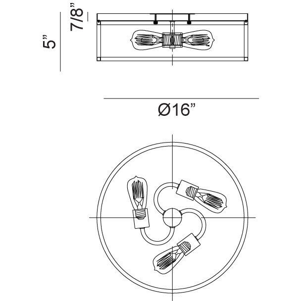 Clarke 3 Light 16 inch Black and Aged Gold Brass Flush Mount Ceiling Light
