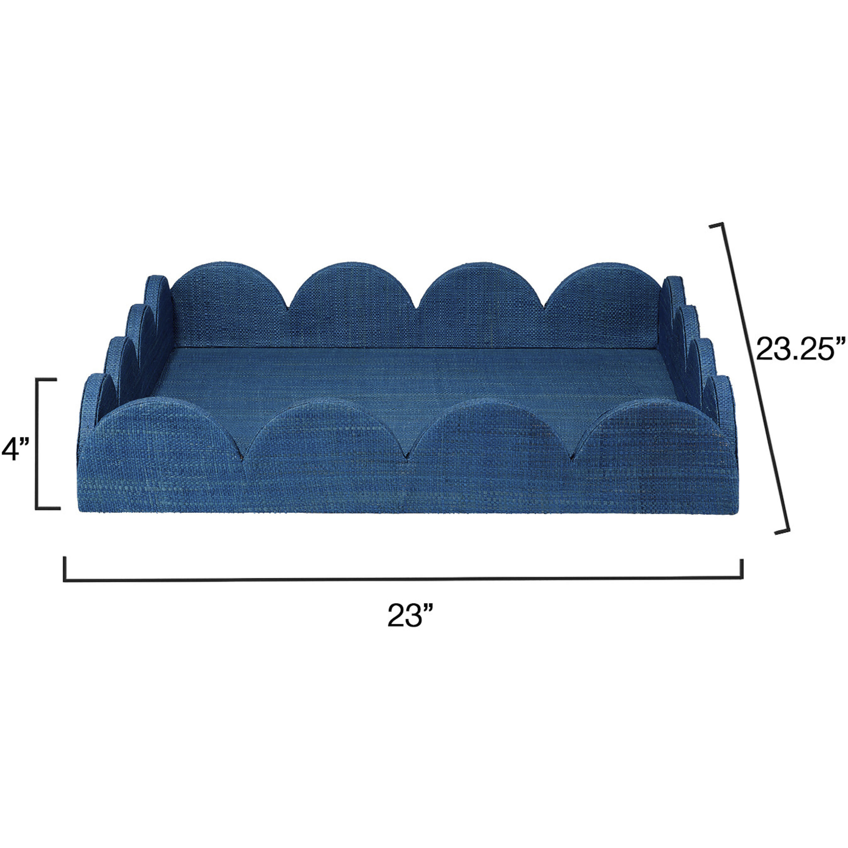 Wonderland Indigo Raffia Tray in Large