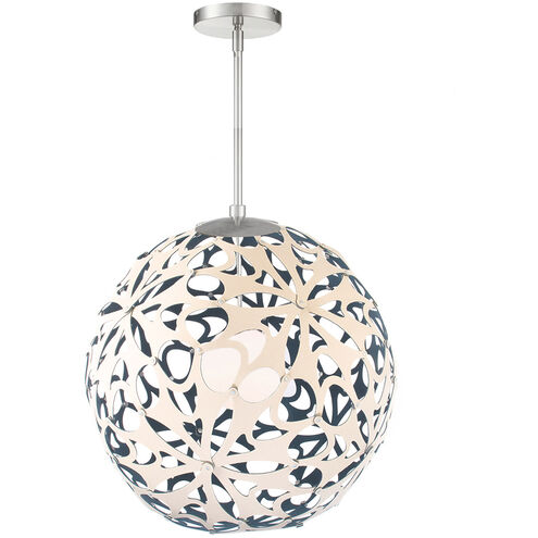 Groovy LED 24 inch Cream-Blue Brushed Nickel Pendant Ceiling Light in 24in., Cream and Blue