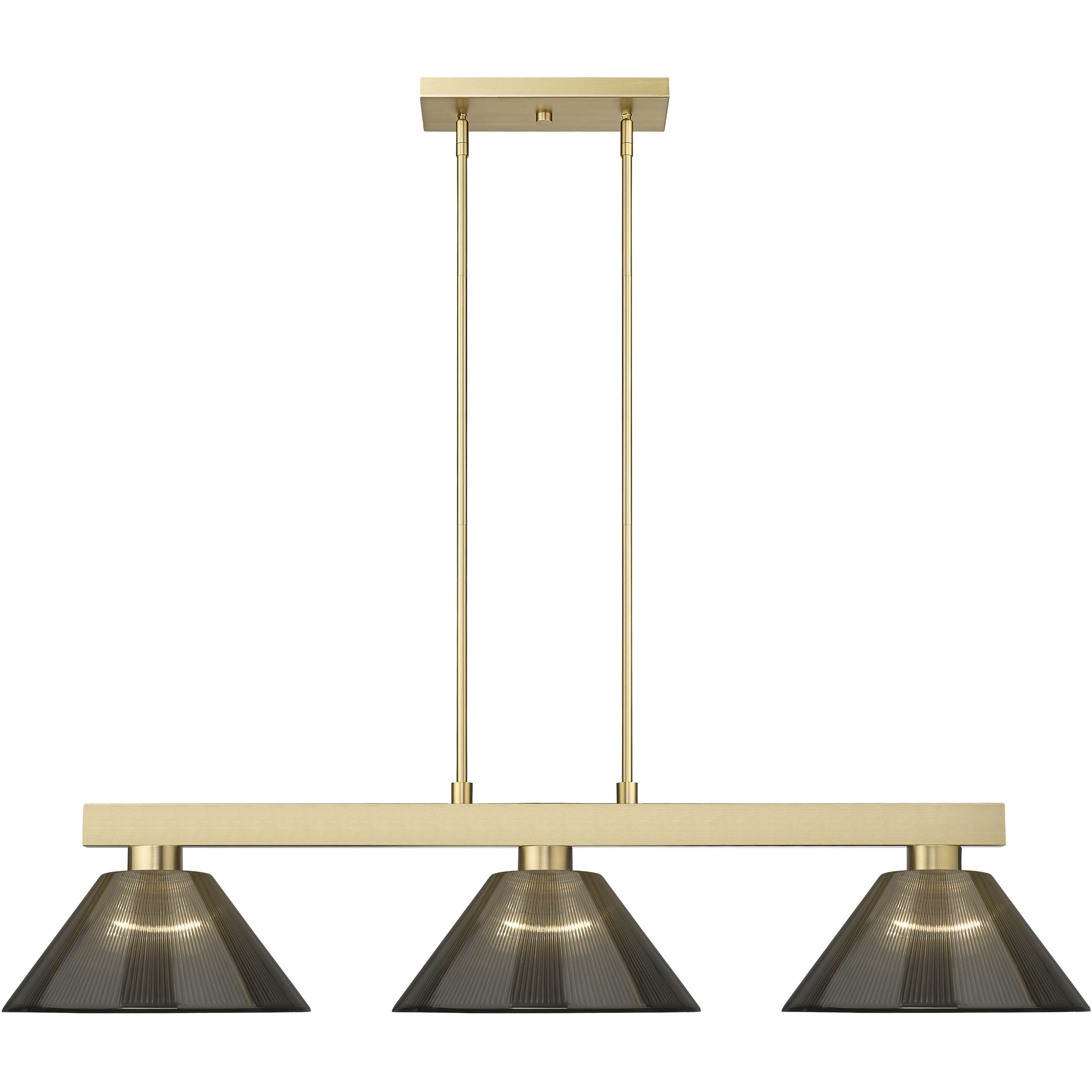 Cobalt 3 Light 49.75 inch Modern Gold Billiard Light Ceiling Light in Smoke Plastic