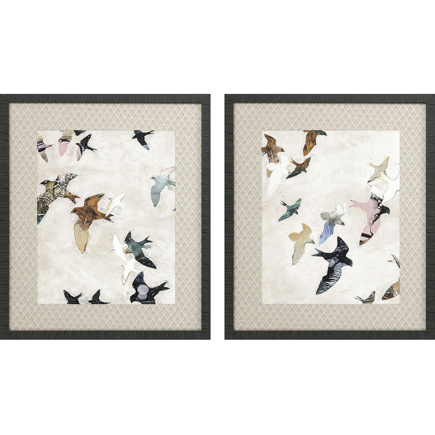 Animals Blue and Black and Pink and Rust Framed Art