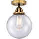 Nouveau 2 Beacon LED 8 inch Black Antique Brass Semi-Flush Mount Ceiling Light in Seedy Glass