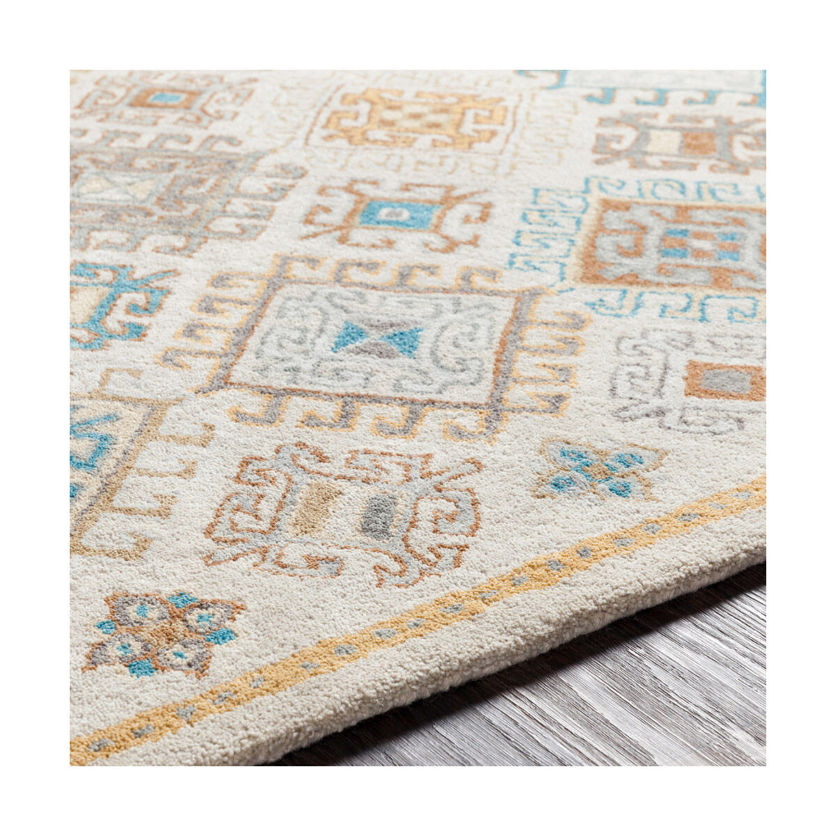 Olivia 120 X 96 inch Teal/Khaki/Dark Brown/Wheat/Taupe/Medium Gray Rugs, Rectangle