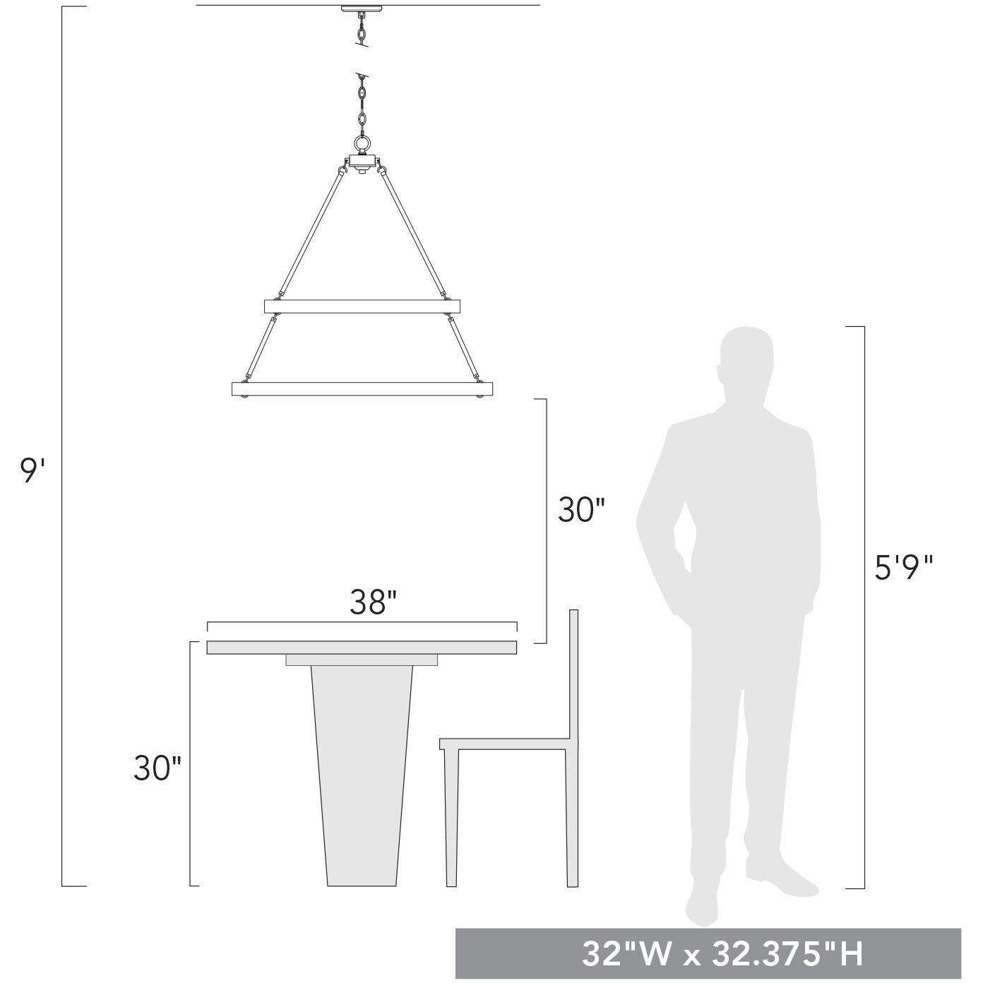 Castile 32 inch 60.00 watt Matte Black Chandelier Ceiling Light
