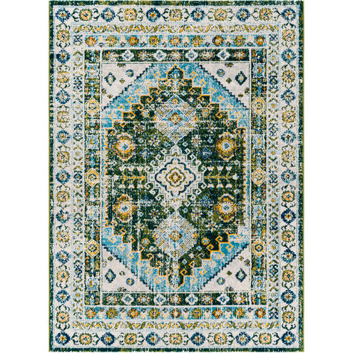 Floransa 85 X 63 inch Dark Green; Multicolored Rug in 5 x 8